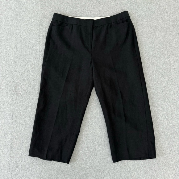 Talbots Pants - Talbots Womens Pants Size 12 Petite Linen Capri Culottes 34 x 21 Black Pockets